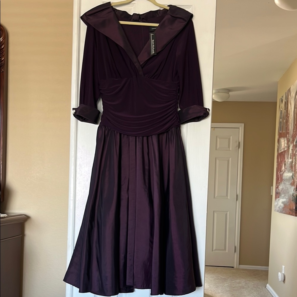 R&M Richards Deep Purple Long Sleeve Dress sz 10